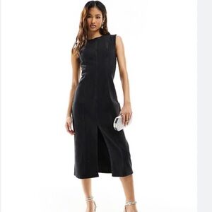 Abercrombie and fitch black denim midi dress in washed black NWOT